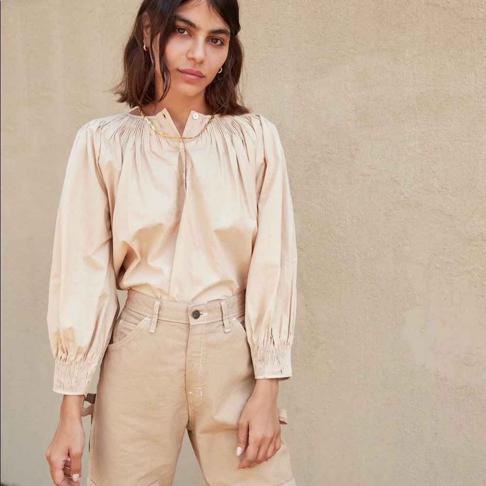 Loeffler Randall Lucia smocked blouse NWT